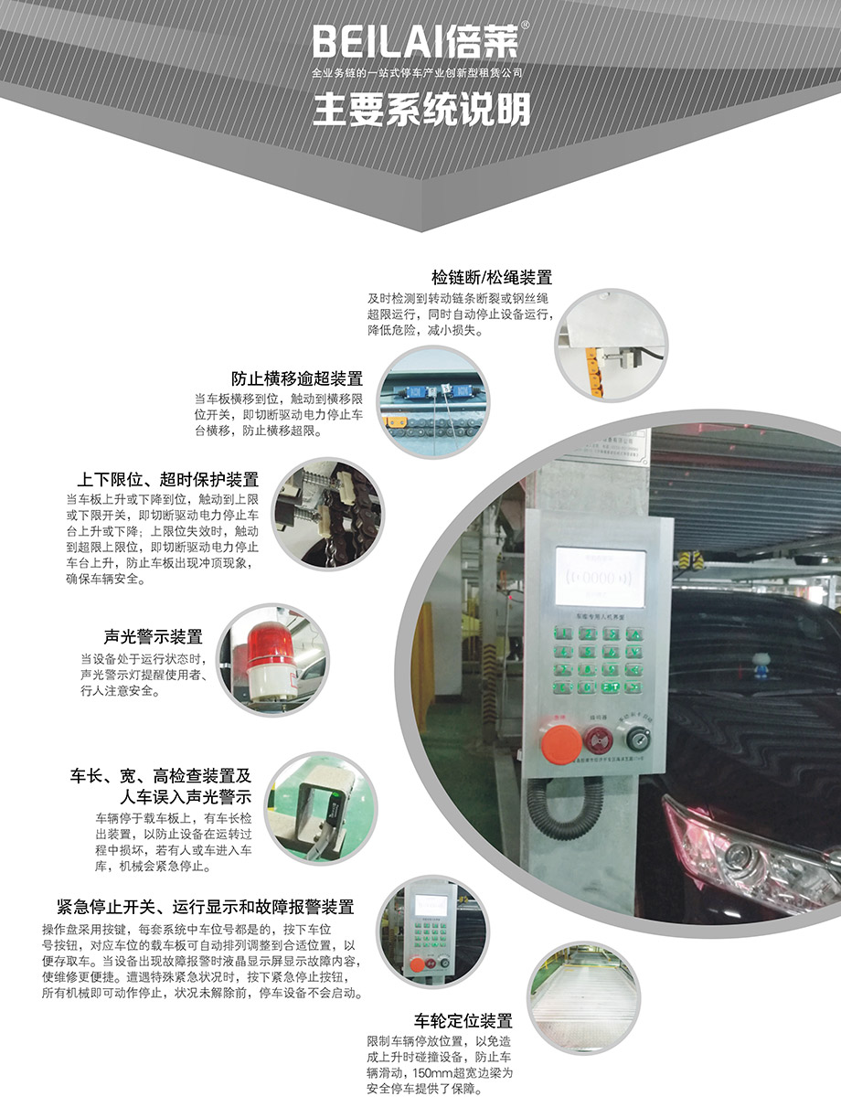 重庆昆明负一正二地坑PSH3D1三层升降横移机械立体停车位设备主要系统说明