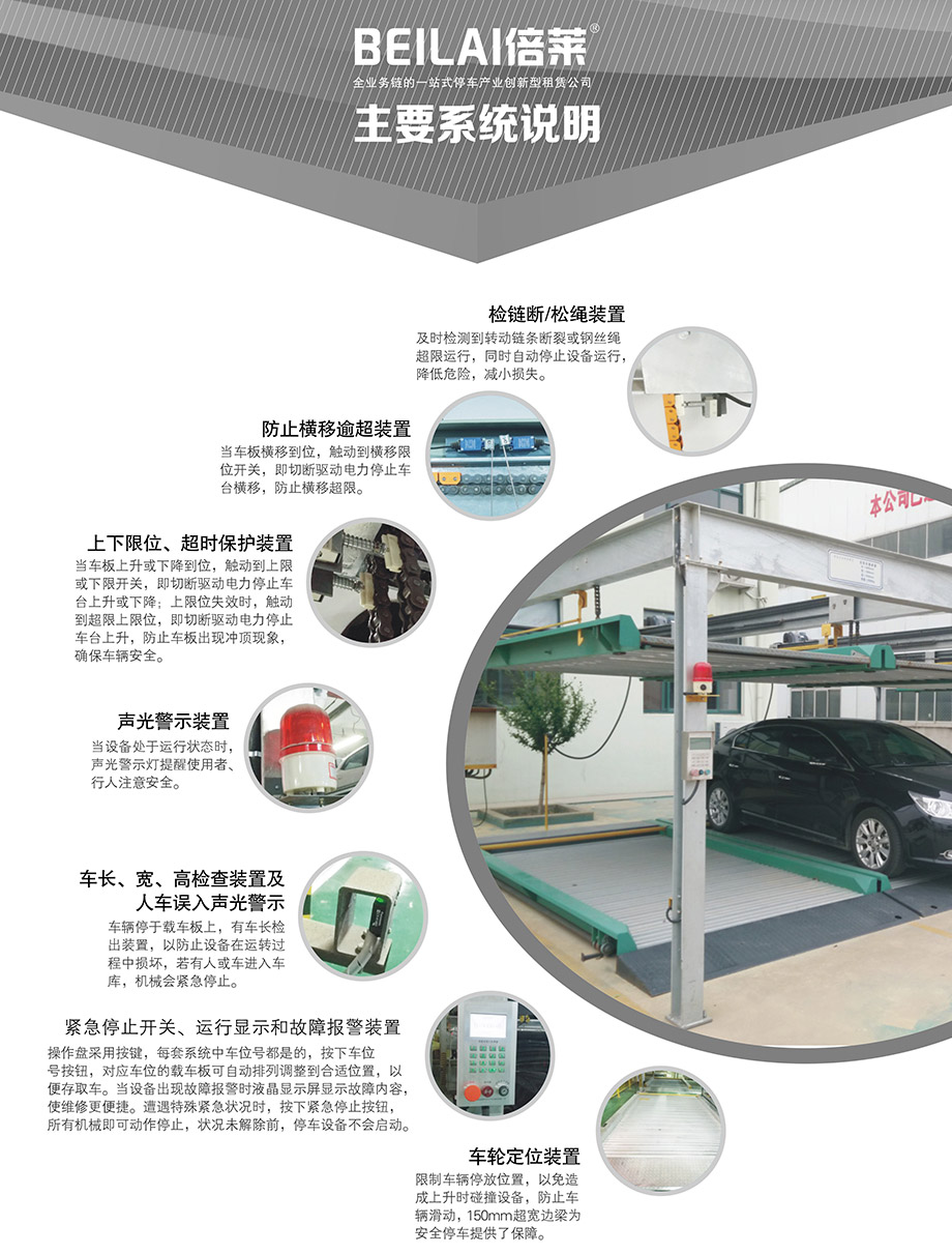 重庆昆明PSH2二层升降横移机械立体停车位设备主要系统说明